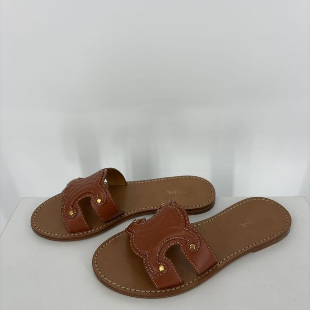 Celine Triomphe Mule In Calfskin Leather- Size 36.5 - Picture 3 of 5